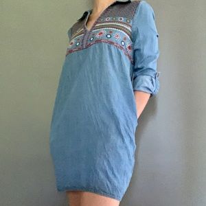 Chelsea & Theodore Embroidered Denim Dress